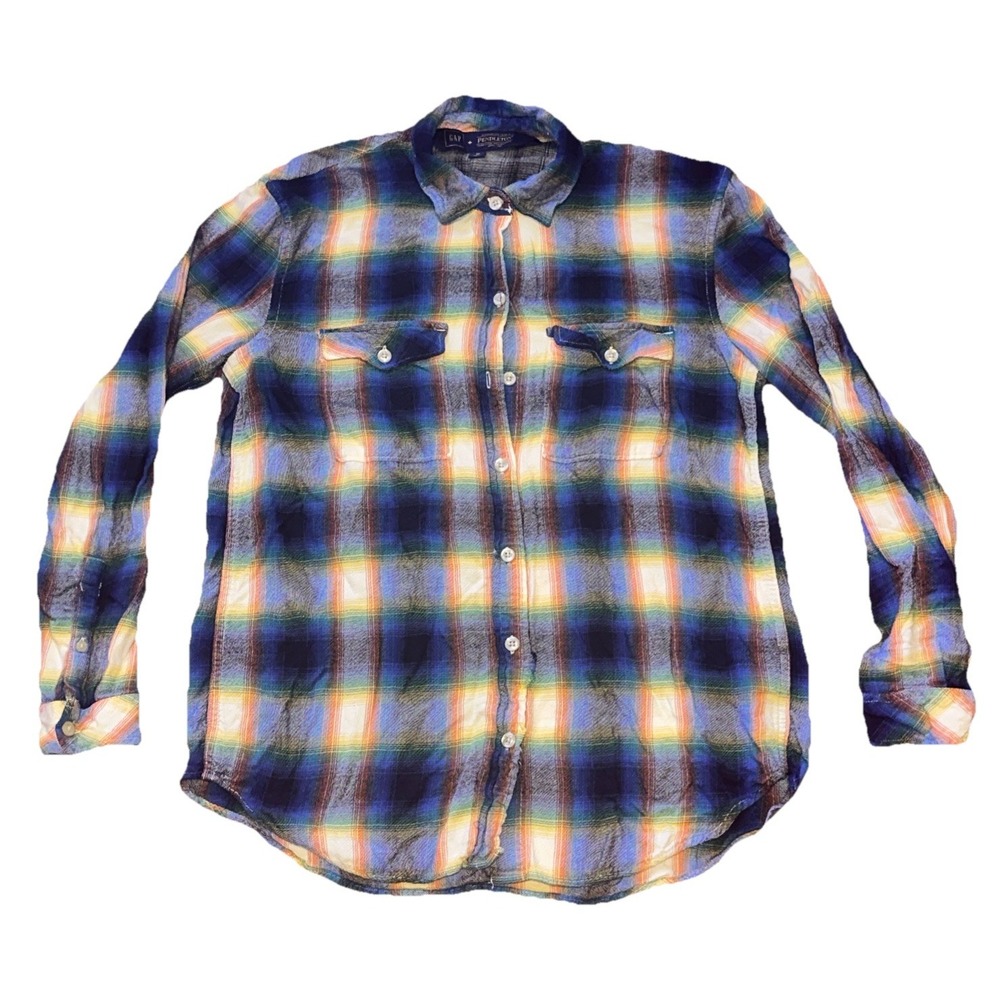 Pendleton Gap Rayon Women's Long Sleeve Plaid Flannel Button Up Medium‎ Soft